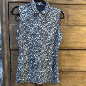 Peter Millar Black and White Sleeveless Polo Top